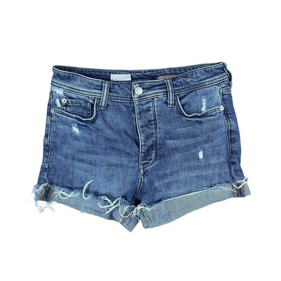 Anthropologie Pilcro The Signature High Rise Denim Shorts Roll Cuff Size 25 - Picture 2 of 8